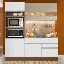 Cozinha Compacta Madesa Helen 6 Portas 2 Gavetas (Sem Tampo e Pia) Rustic/Branco/Crema Cor:Rustic/Crema/Branco