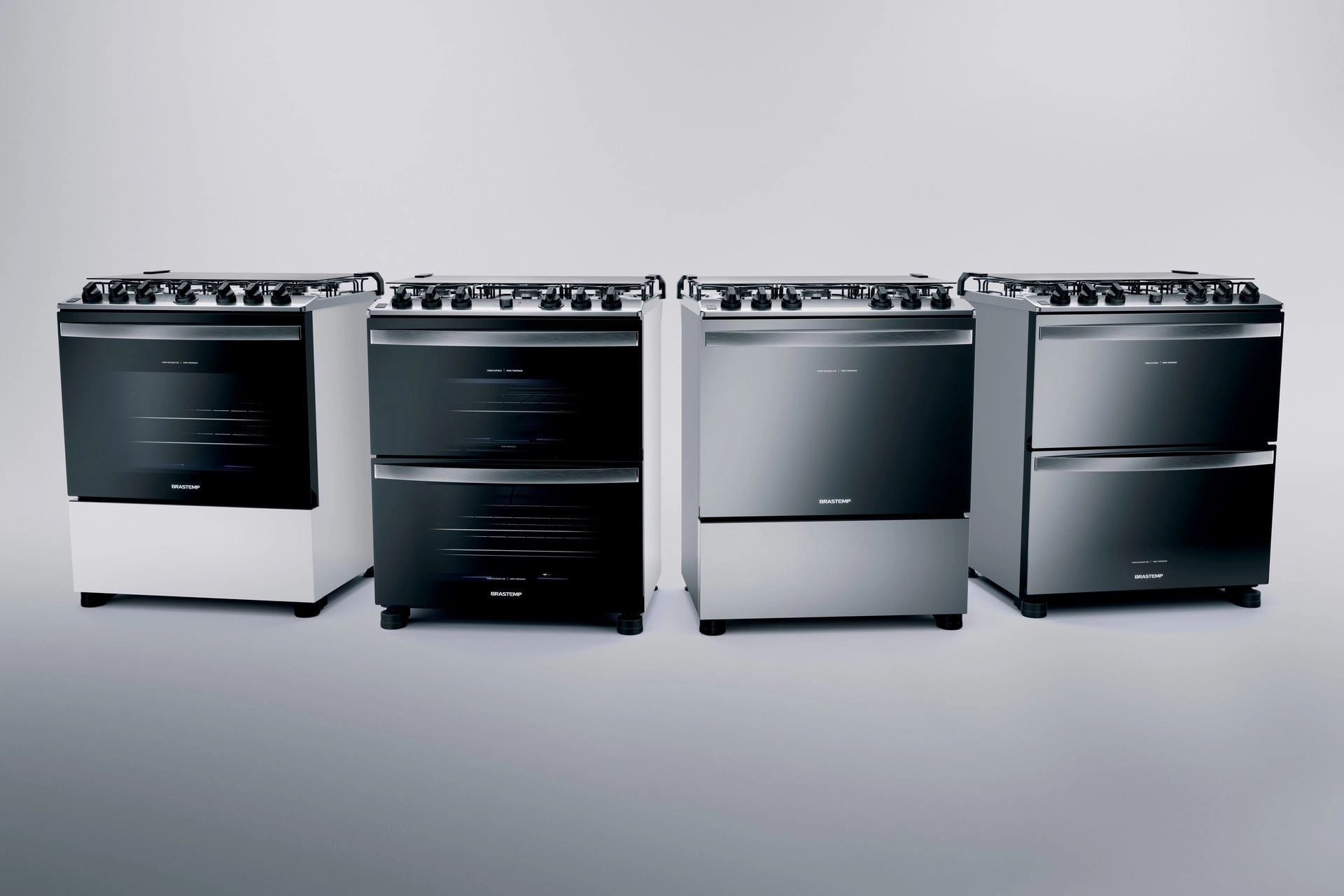 Fogão Brastemp 5 Bocas Duplo Forno Cor Inox Com Botões Removíveis E Exclusivo Aro Protetor   - BFD5NCR 220V