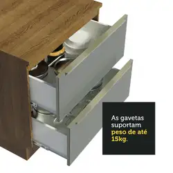 Cozinha Completa Madesa Lux 320004 com Armário e Balcão Rustic/Cinza Cor:Rustic/Cinza