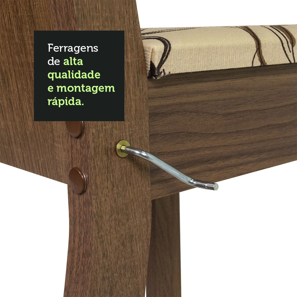 Kit 4 Cadeiras 4290 Madesa Rustic/Lírio Bege Cor:Rustic/Lírio Bege