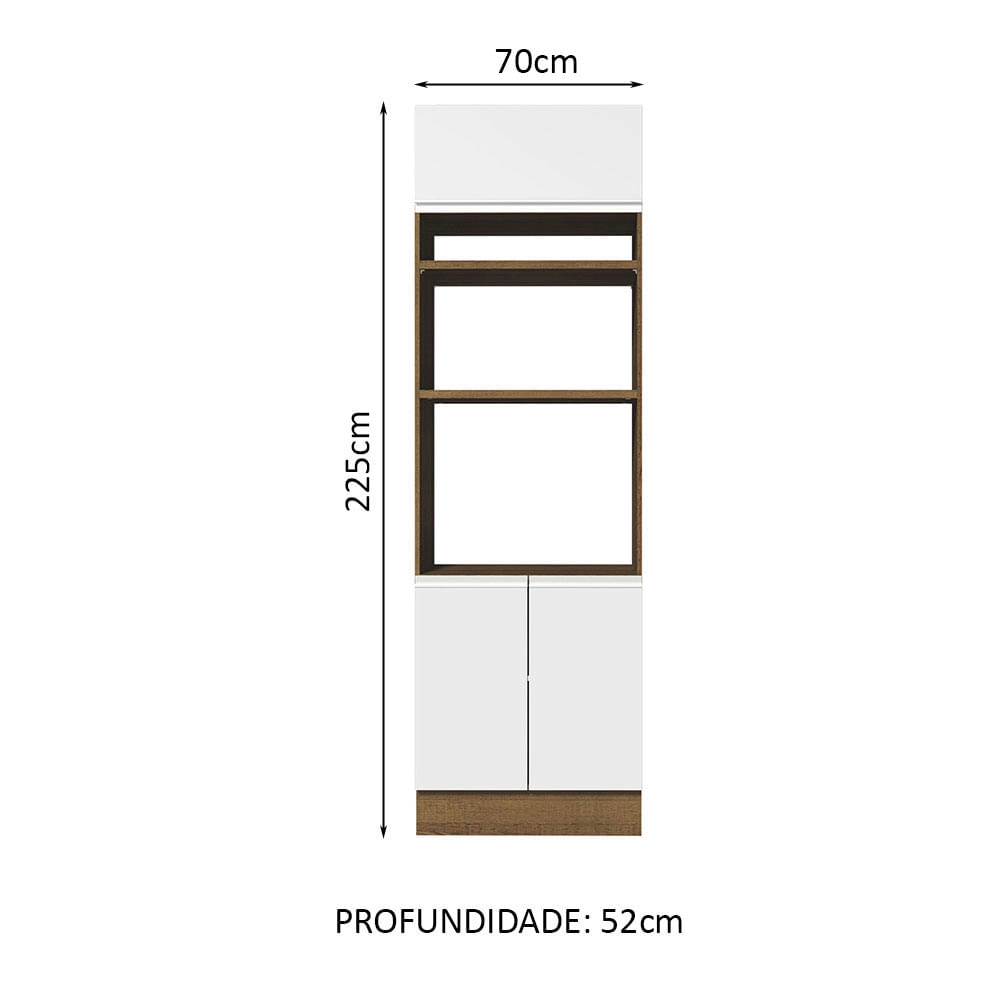 Torre Quente Madesa Glamy 70 cm 3 Portas Rustic/Branco Cor:Rustic/Branco