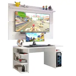 Mesa para Computador Gamer e Painel TV Madesa Branco Cor:Branco