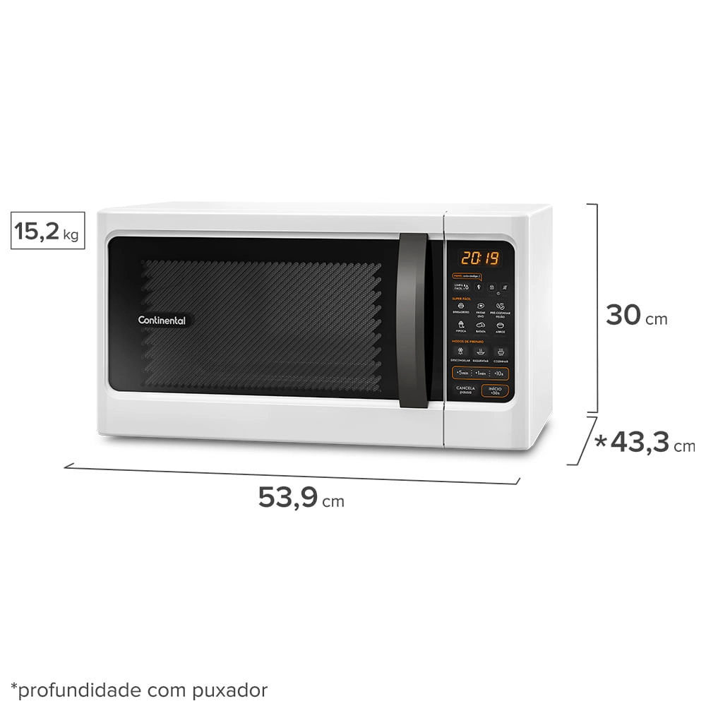 Micro-ondas Continental Branco 34 Litros com Função Descongelar (MC34B) 220v