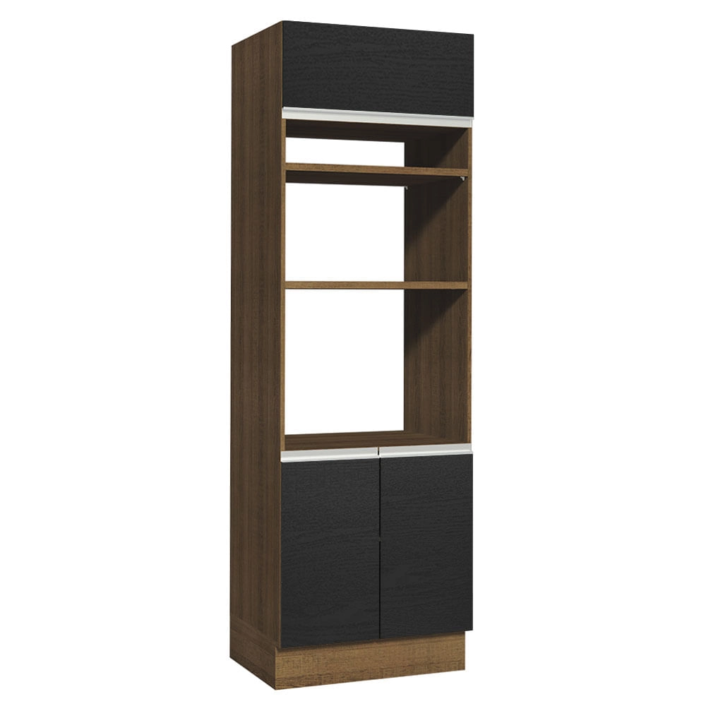 Torre Quente Madesa Glamy 70 cm 3 Portas Rustic/Preto Cor:Rustic/Preto