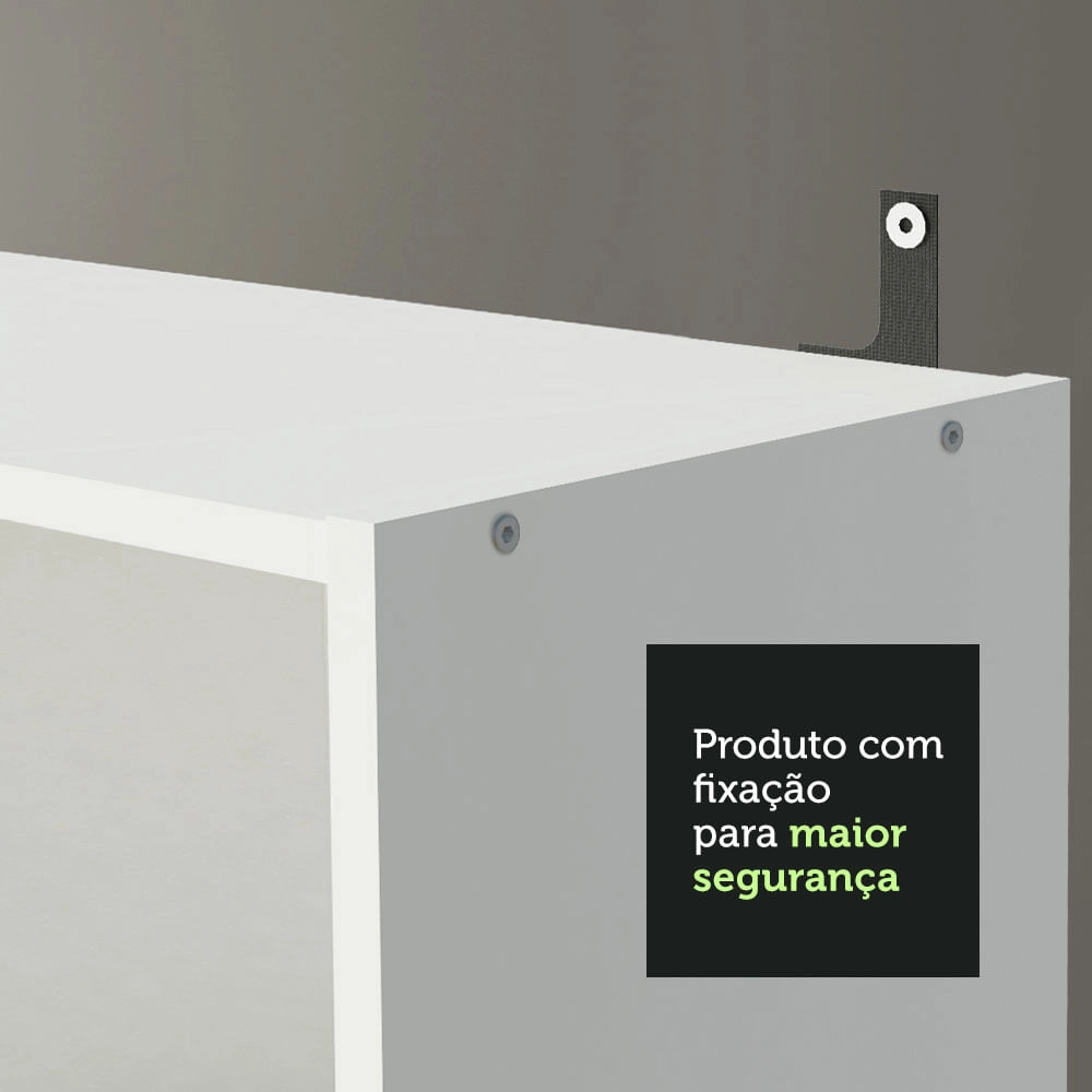 Estante para Livros Home Sala Madesa 6907 com 3 Nichos Branco Cor:Branco