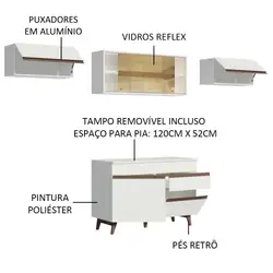 Cozinha Compacta Madesa Reims 260003 com Armário e Balcão Branco Cor:Branco