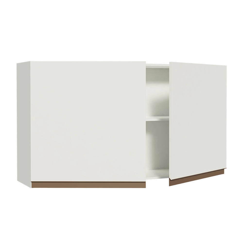 Armário Aéreo Madesa Reims 120 cm 2 Portas Branco Cor:Branco