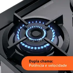 Fogão Brastemp 4 Bocas Inox com mesa de vidro, dupla chama e grill elétrico - BFO4VBR 220V