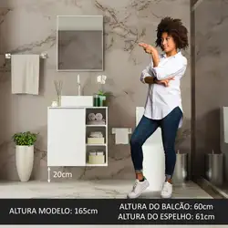 Armário Gabinete com Espelho para Banheiro 60cm Branco Madesa Cor:Branco
