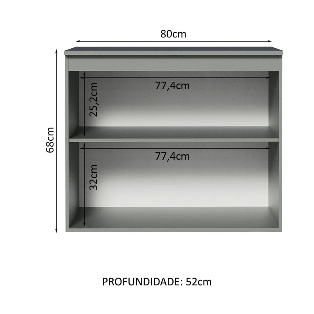 Balcão 80 cm 2 Portas Suspenso Cinza Nice Madesa Cor:Cinza