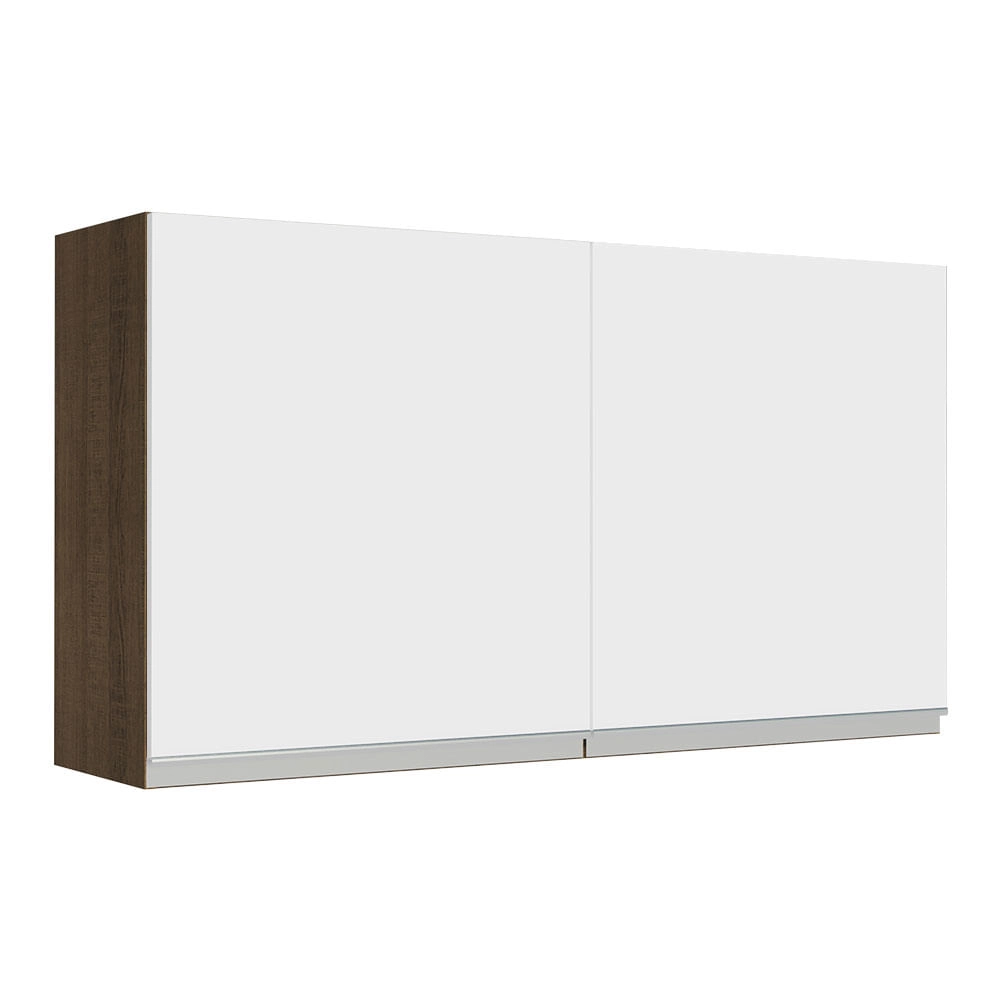 Armário Aéreo Madesa Glamy 120 cm 2 Portas Rustic/Branco Cor:Rustic/Branco