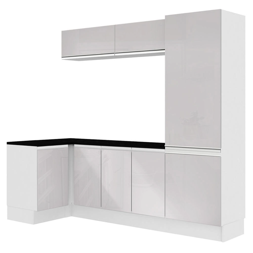 Kit Área De Serviço Madesa Acordes 100% MDF com Armário e Balcão de Canto Portas Branco Brilho Cor:Branco