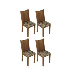 Kit 4 Cadeiras 4290 Madesa Rustic/Bege Marrom Cor:Rustic/Bege Marrom