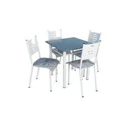 Conjunto Mesa 4 Cadeiras Quadrada 70X70 Granito Esmeralda/Malta Avaí Branco Incomel/Decoroar