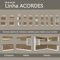 Armário Aéreo Madesa Acordes 100% MDF 120 cm 2 Portas Branco/Rustic Cor:Branco/Rustic