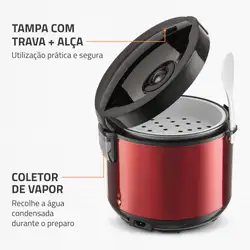 Panela Elétrica Mondial Pratic 10I PE-46-10X PANELA ELÉTRICA DE ARROZ-220V-VERMELHO/INOX