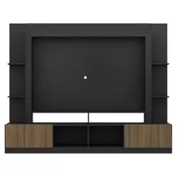 Rack Estante com Painel TV 65" e 2 portas Oslo Multimóveis Preto/Madeirado