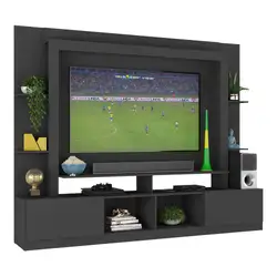 Rack Estante com Painel TV 65" e 2 portas Catar Multimóveis BR3395 Preto