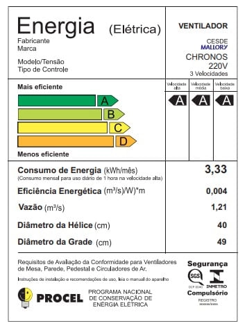 Ventilador de Coluna Mallory Chronos 40 Cm Preto e Dourado 220v