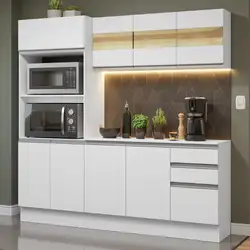 Armário de Cozinha Compacta 100% MDF 190 cm Branco Smart Madesa 01 Cor:Branco