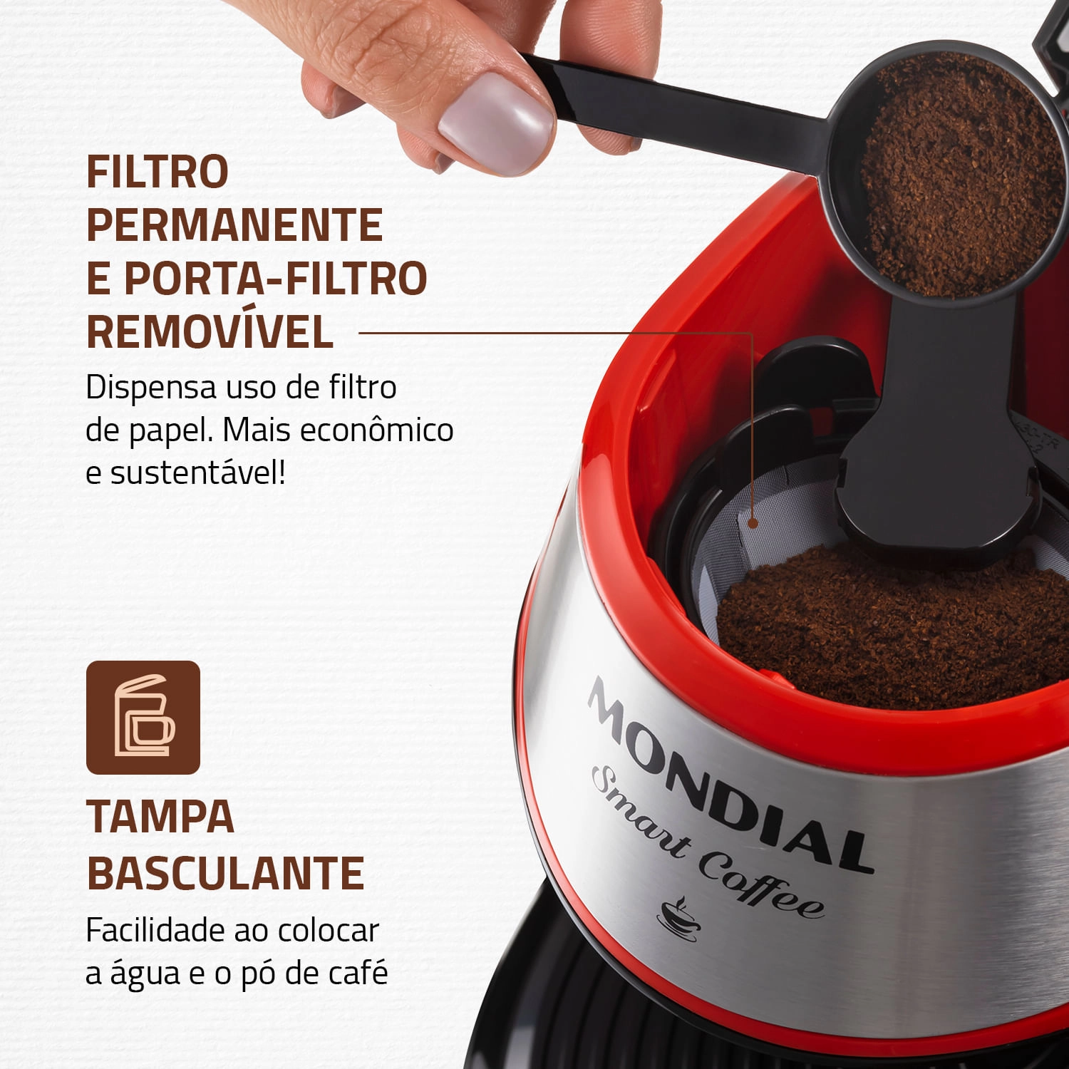 Cafeteira Mondial 2 xícaras Smart Coffee C-42-2X-RI CAFETEIRA C-42-2X-RI 220V/60HZ 2 XÍCARAS