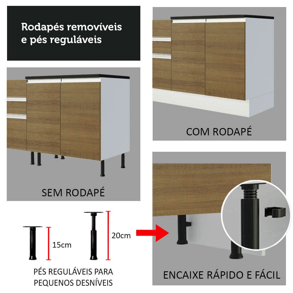 Balcão Gabinete de Pia Madesa Acordes 100% MDF 120 cm 2 Portas Branco/Rustic Cor:Branco/Rustic