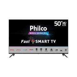 TV LED Smart 50" Philco PTV50G2SGTSSBL UHD 4k Wi-Fi Bluetooth 4 HDMI 2 USB Prata Bivolt