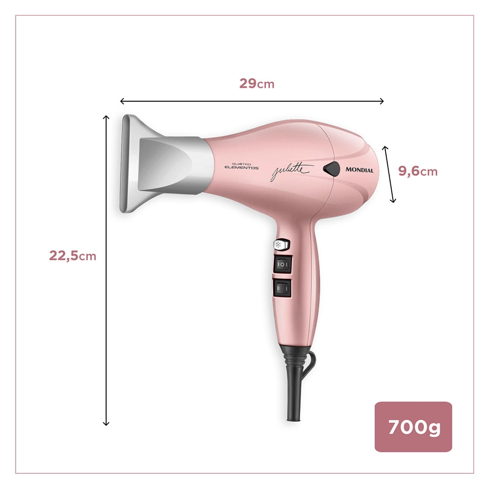 Secador de Cabelo By Juliette Mondial Golden Rose 2000W - SCP-JU-01 SEC CABELOS PROF SCP-JU-01 220V/60Hz