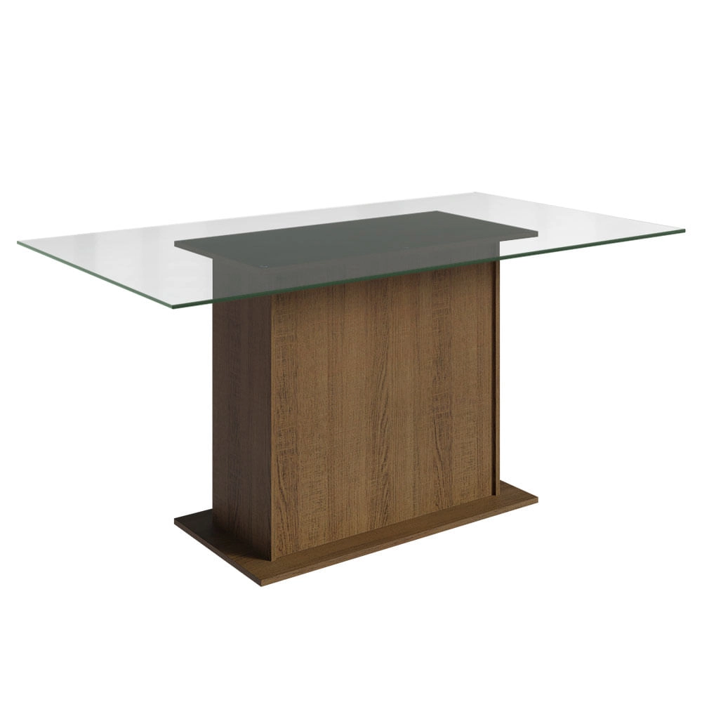 Mesa Madesa com Tampo de Vidro 5251A Rustic Cor:Rustic