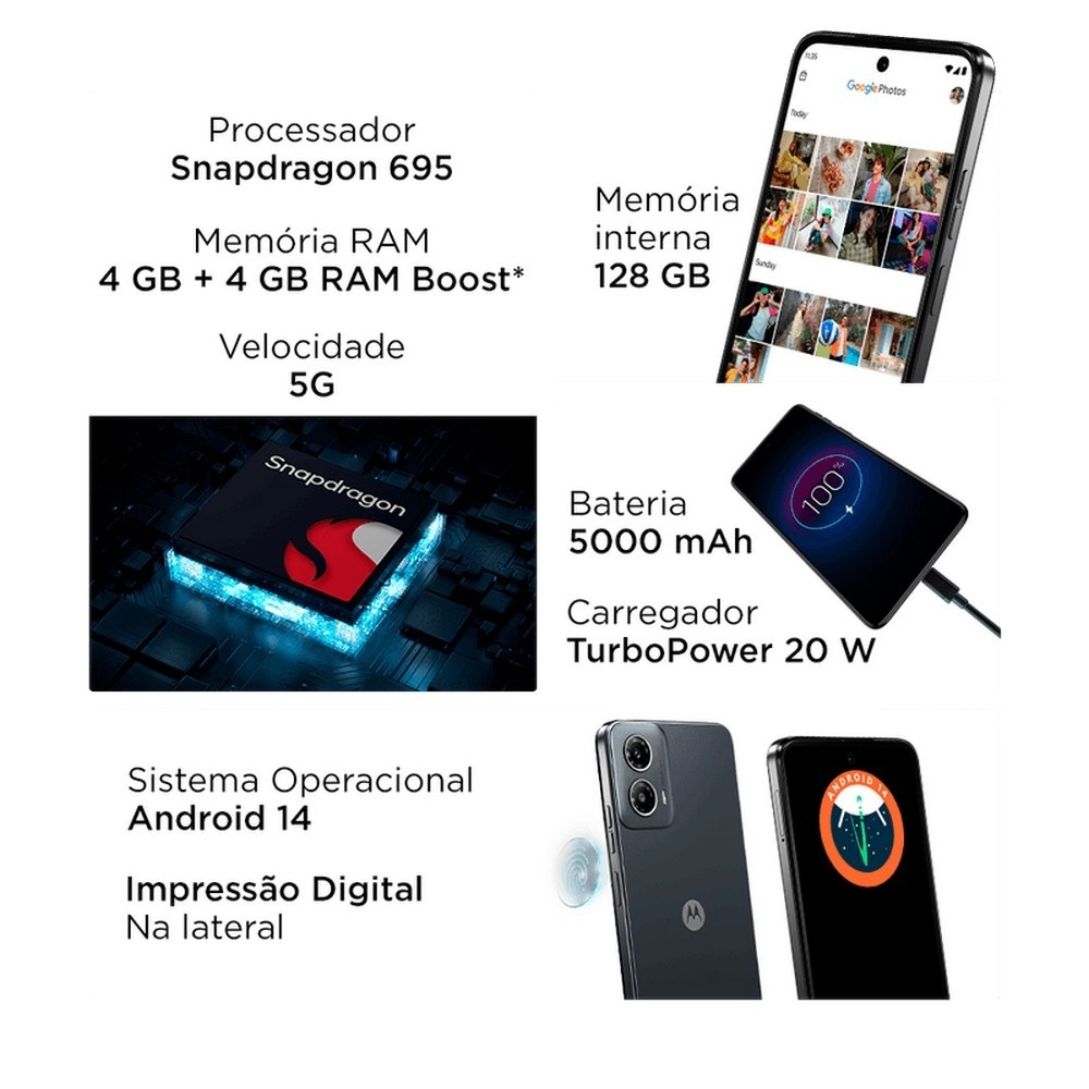 Smartphone Motorola Moto G34 5G 128GB XT2363-1 Android 14 Tela 6,5" Preto