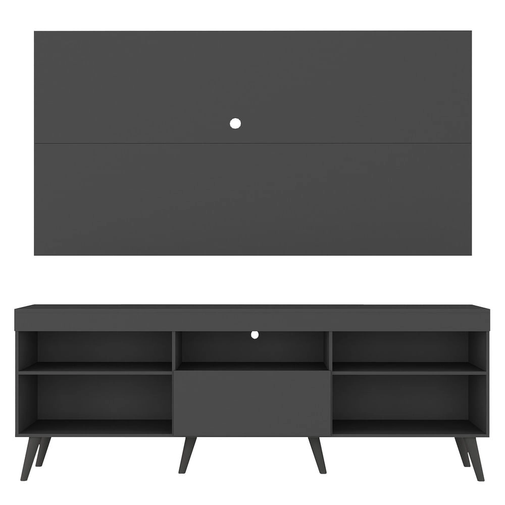 Rack com Painel TV 65" Retrô Flórida Up Multimóveis MP1042 Preto