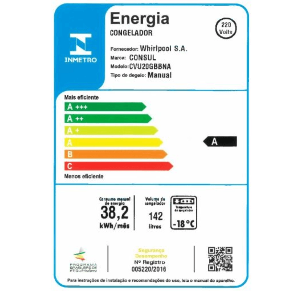 Freezer Vertical Consul Slim 142 Litros - CVU20GB 220V