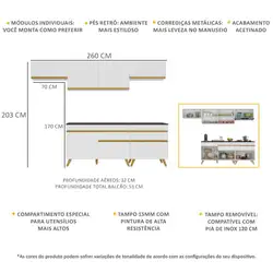 Armário de Cozinha Completa 5 peças MP3708 Veneza Multimóveis Branca