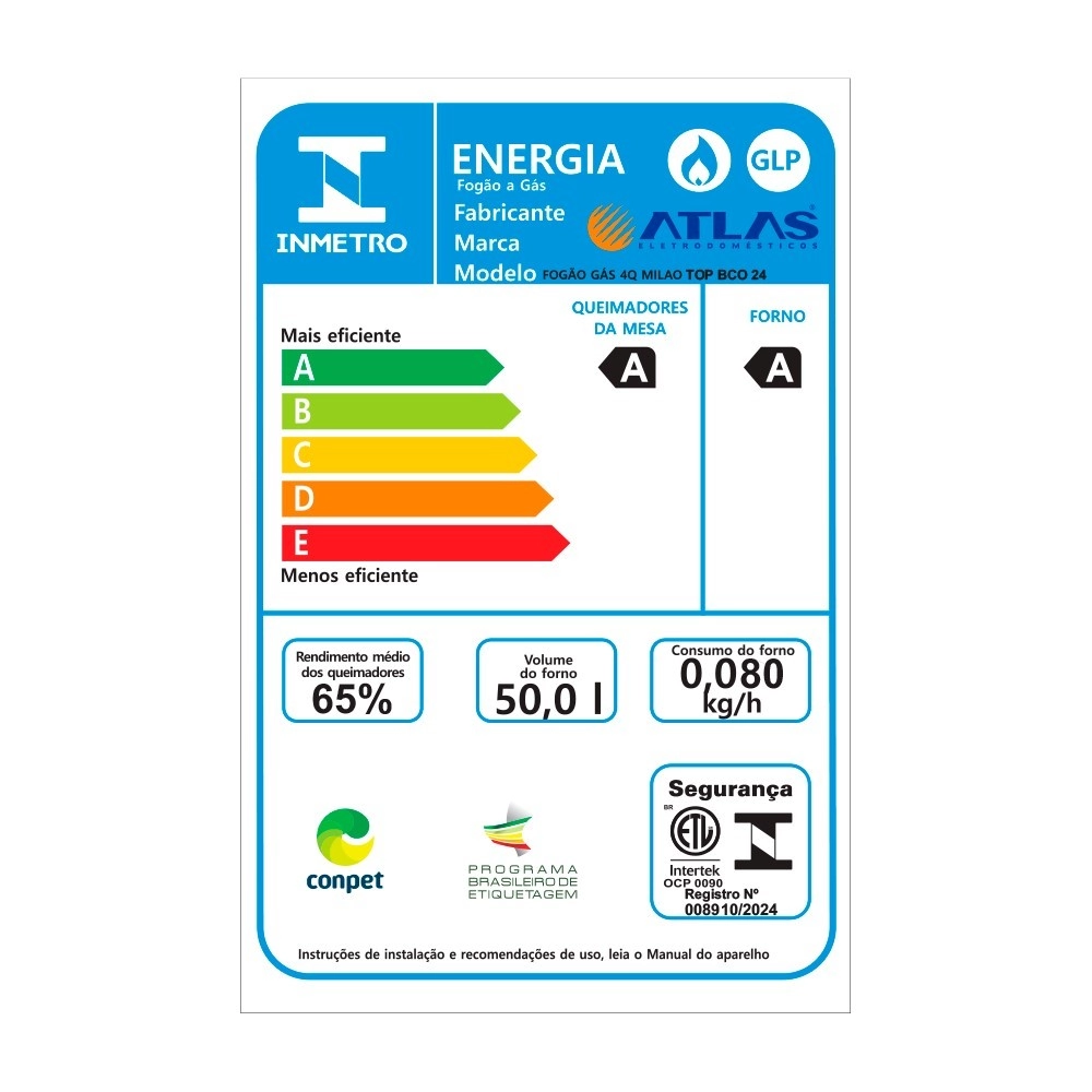 Fogão 4 Bocas Atlas Milao Top Branco Bivolt