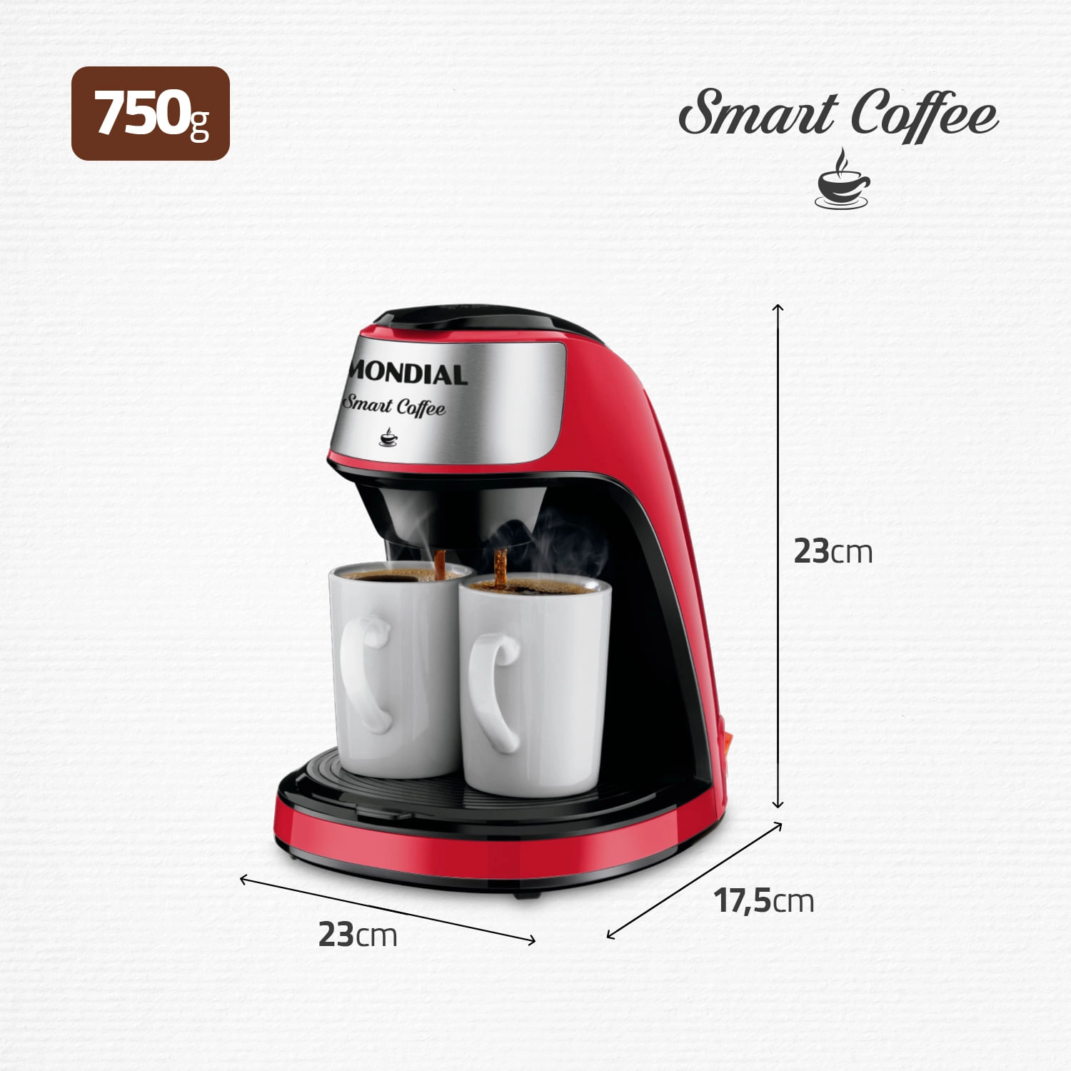 Cafeteira Mondial 2 xícaras Smart Coffee C-42-2X-RI CAFETEIRA C-42-2X-RI 220V/60HZ 2 XÍCARAS