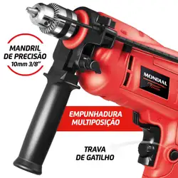 Furadeira de Impacto Mondial Power Tools NFFI-07 FURADEIRA-220V-VERMELHO