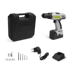 Kit Maleta Parafusadeira e Furadeira 12v Bateria de Lítio 16 Níveis de Torque com Brocas e Bits Cinza Klatter - MV045 MV045