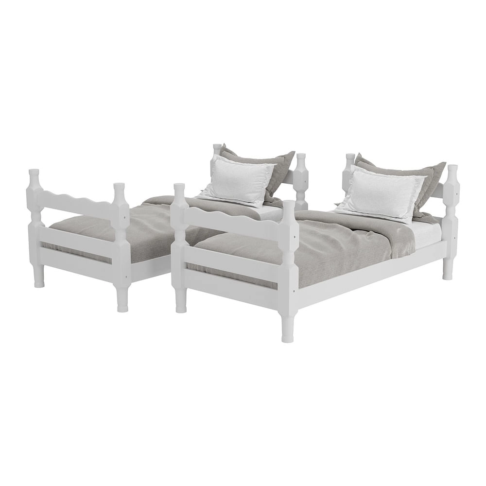 Beliche Madeira Maciça - vira 2 Camas - para Colchão 78/88 x 188cm Porto Multimóveis CR4138 Branco