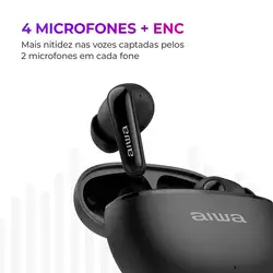 Fone de Ouvido Earbud AIWA EB-01-B BT IPX5 ANC Modo Ambiente