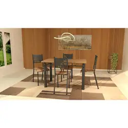 Conjunto Mesa 4 Cadeiras Retangular 120X80 Sendai Epoxi Preto C/Tampo MDF  Tubform