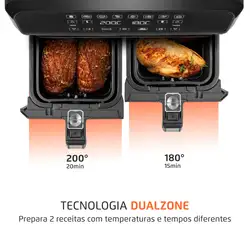 Fritadeira Air Fryer Dual Duplo Cesto 8L Mondial AFD-01-BI