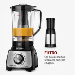 Liquidificador Mondial L-1100-BI 12 Velocidades 1.100W Preto/Inox 220V