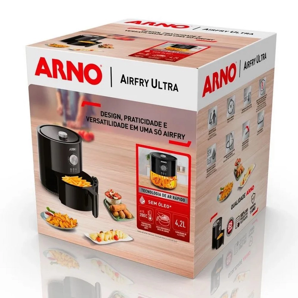 Fritadeira Eletrica Arno Air Fryer Ultra Black 4,2L EY1158B2 UFRP Preta 220V