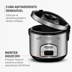 Panela Elétrica Mondial Pratic 10I PE-42-10X PANELA ELÉTRICA DE ARROZ-220V-PRETO/INOX