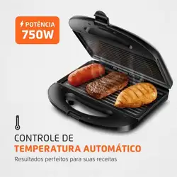 Sanduicheira Mondial Pratic Grill SN-01 Antiaderente 750W Preta 220V