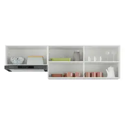 Kit 2 Armários de Cozinha Aéreos 3 Portas Veneza Multimóveis MP2145 Branco/Dourado