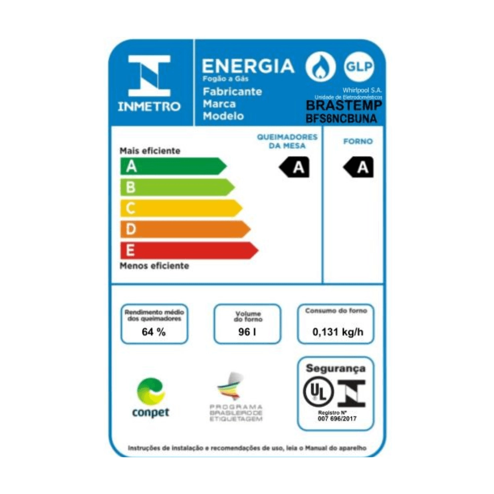 Fogão Brastemp 6 Bocas Branco Com Botões Removíveis E Exclusivo Aro Protetor   - BFS6NCB BIVOLT