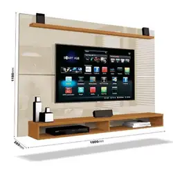 Painel 1.80M Para Tv Até 60 Max Off White/Cedro MDP A118XL180XP28,5 Edn