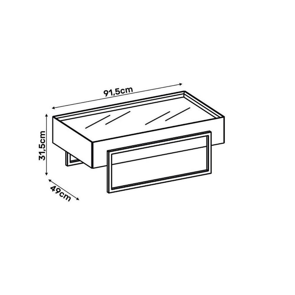 Mesa Centro Retangular 0.91CM Pilar 20627.133 Off White C/Tampo Vidro A31XL91XP49 Dj