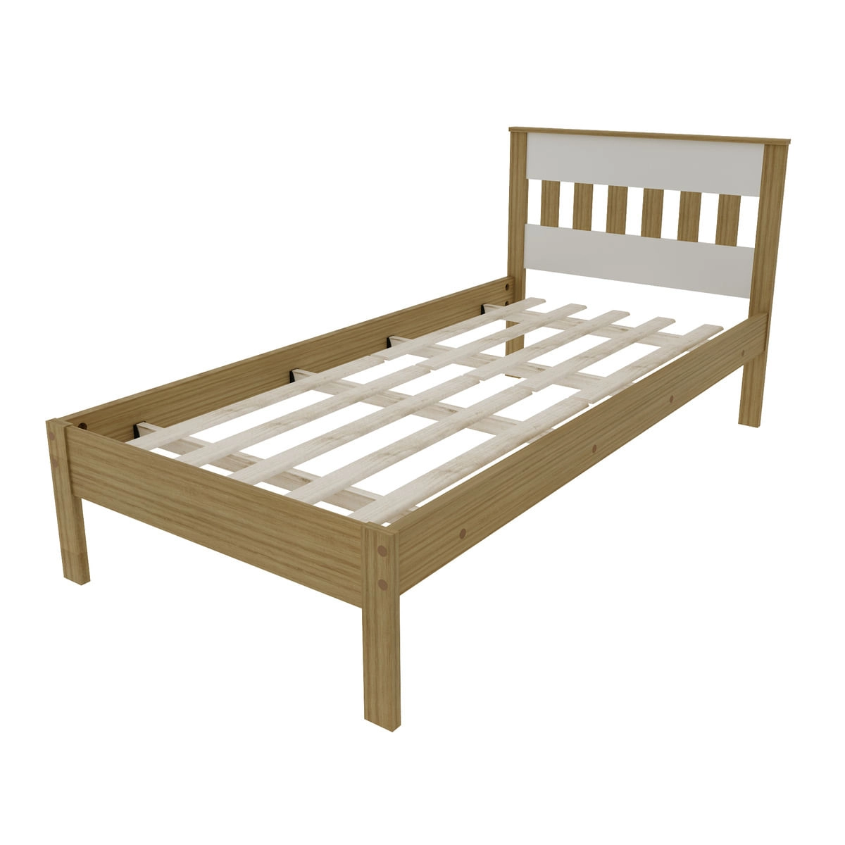 Cama de Solteiro para Colchão 88 x 188 cm Multimóveis CR35010 Amendoa/Branca